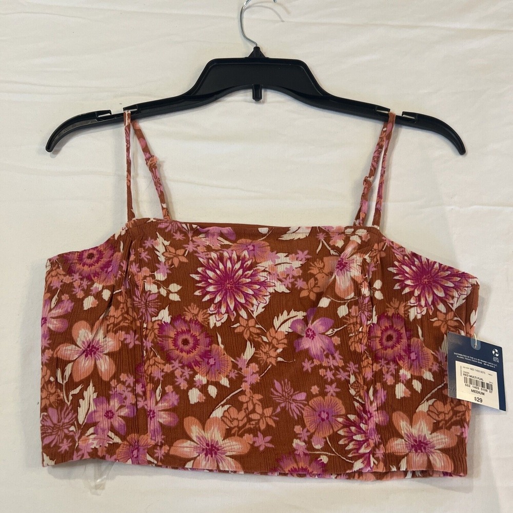 Arizona Red Multi-floral Juniors Cropped Too Women's Size Med